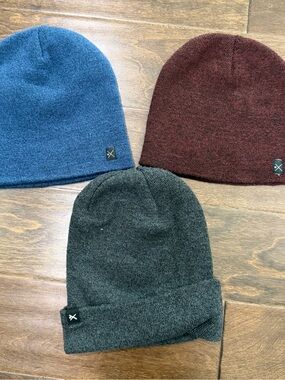 Source Unknown Men's Knit Beanie Trio - Blue, Maroon & Charcoal